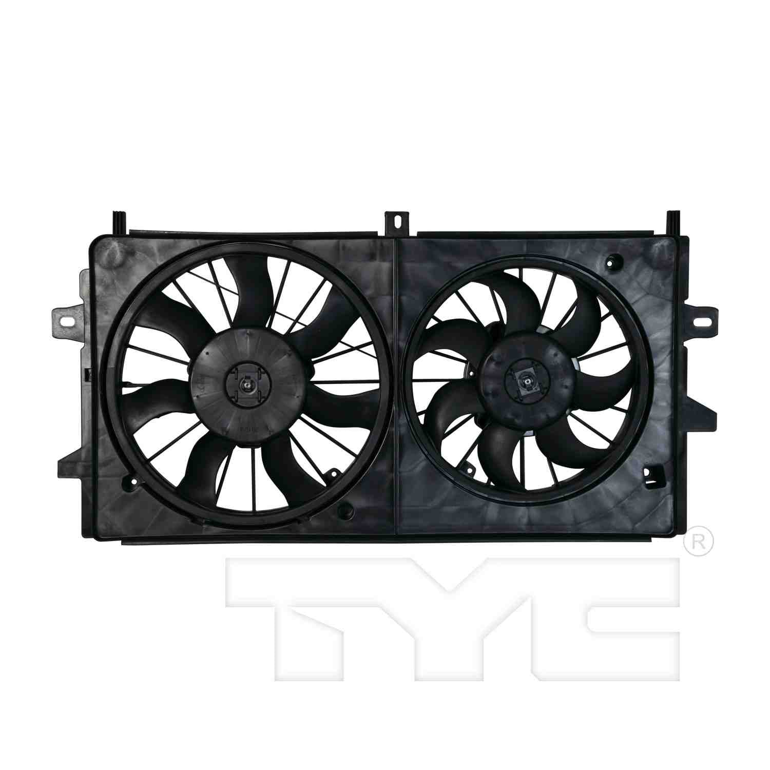 Front View of Dual Radiator and Condenser Fan Assembly TYC 621420