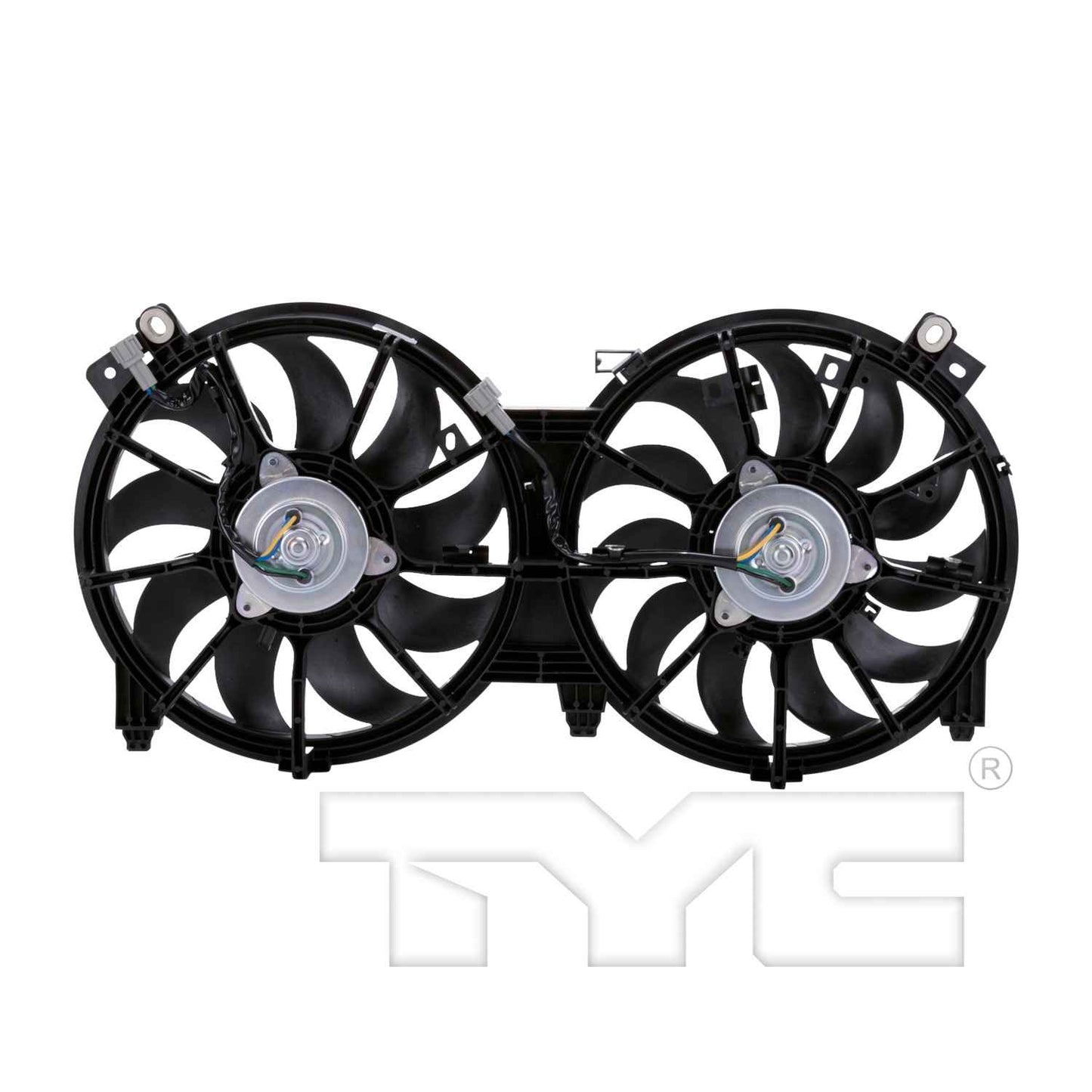 Back View of Dual Radiator and Condenser Fan Assembly TYC 621660