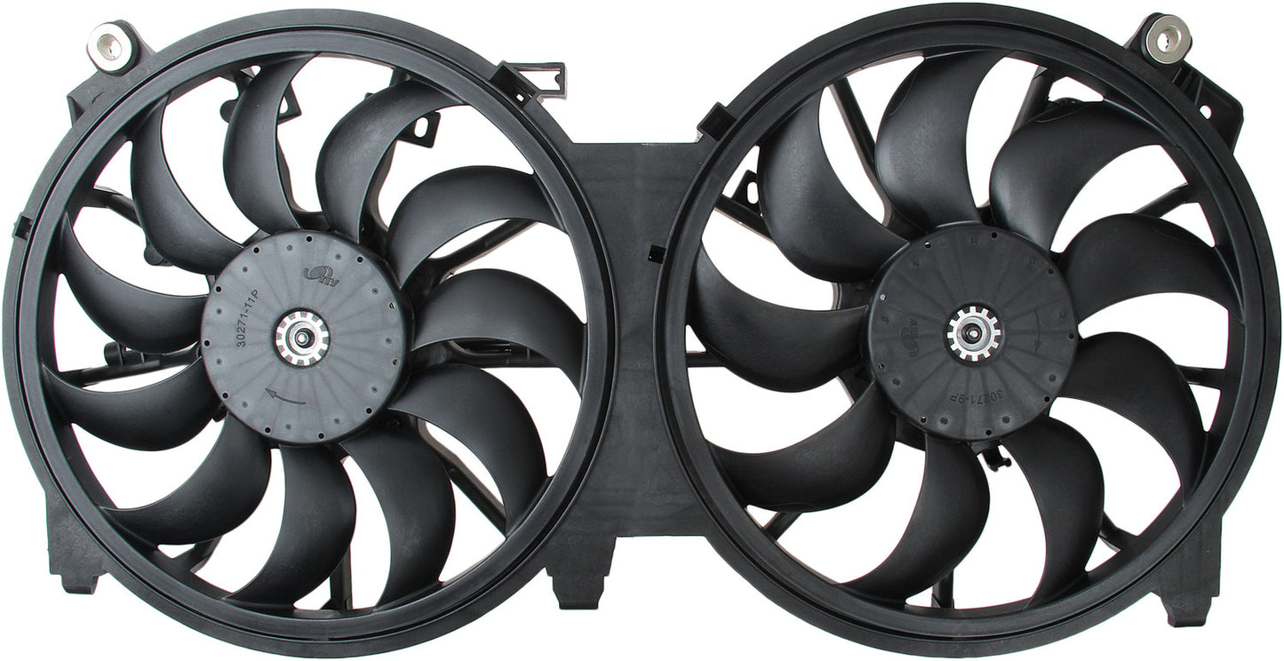 Top View of Dual Radiator and Condenser Fan Assembly TYC 621660