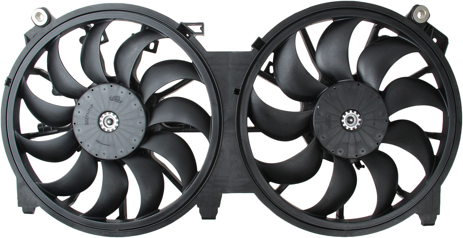 Top View of Dual Radiator and Condenser Fan Assembly TYC 621660