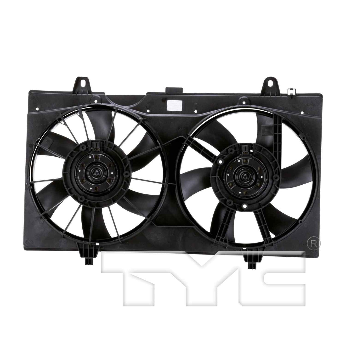 Back View of Dual Radiator and Condenser Fan Assembly TYC 621770