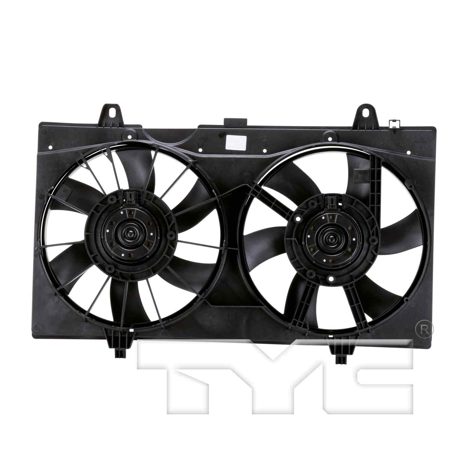 Back View of Dual Radiator and Condenser Fan Assembly TYC 621770