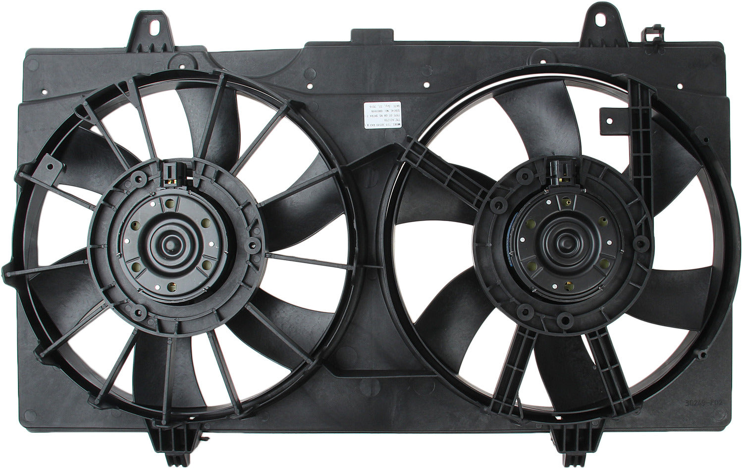 Bottom View of Dual Radiator and Condenser Fan Assembly TYC 621770