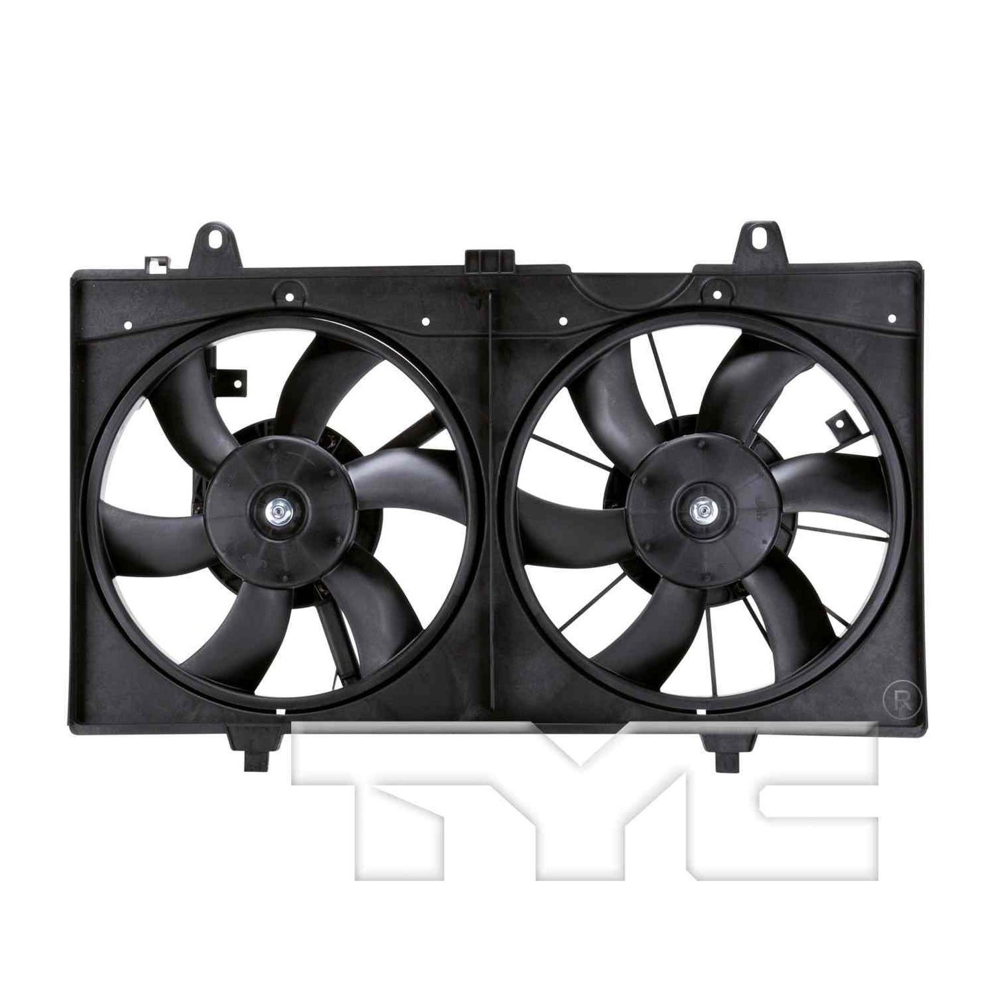 Front View of Dual Radiator and Condenser Fan Assembly TYC 621770