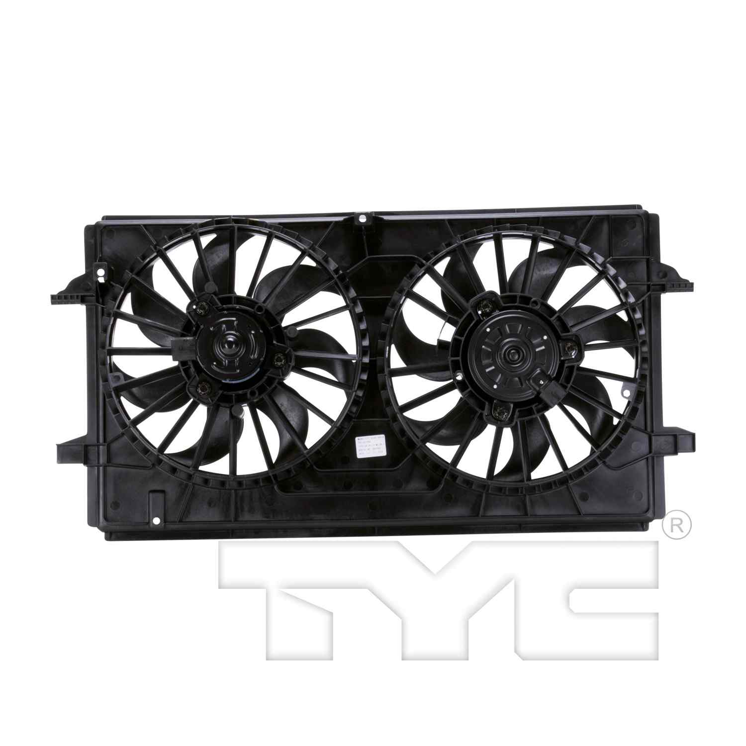 Back View of Dual Radiator and Condenser Fan Assembly TYC 621790