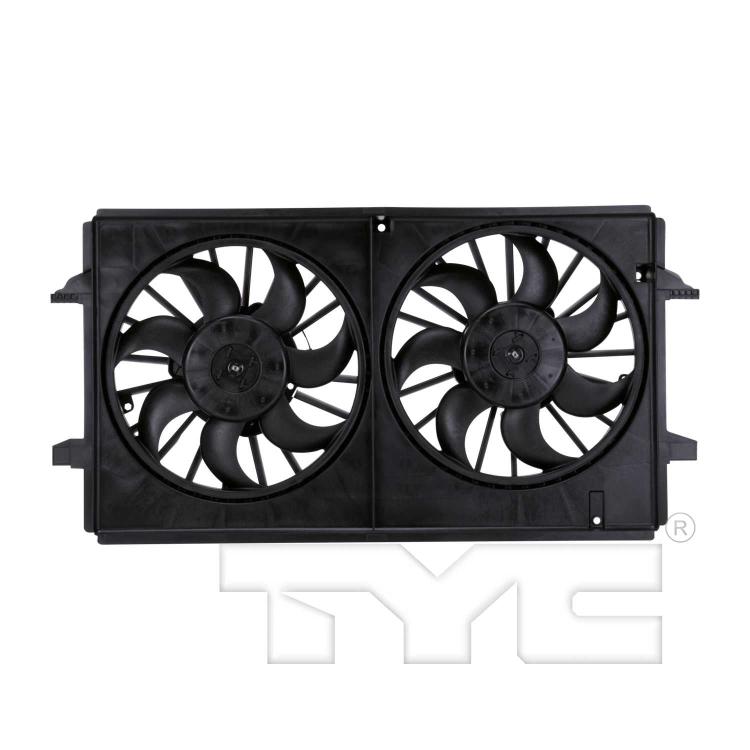 Front View of Dual Radiator and Condenser Fan Assembly TYC 621790