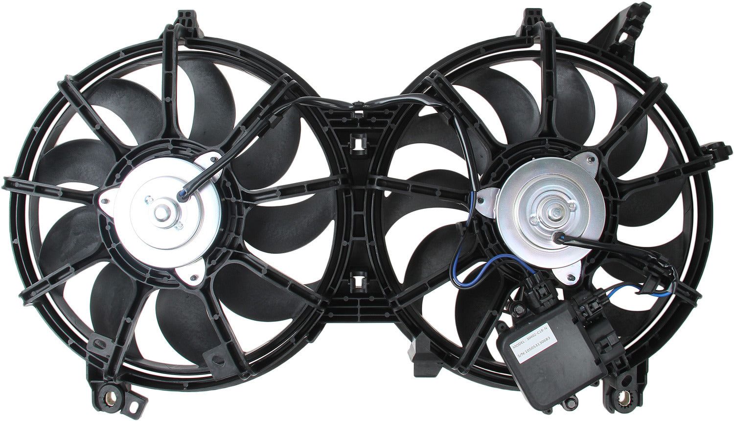 Bottom View of Dual Radiator and Condenser Fan Assembly TYC 621840