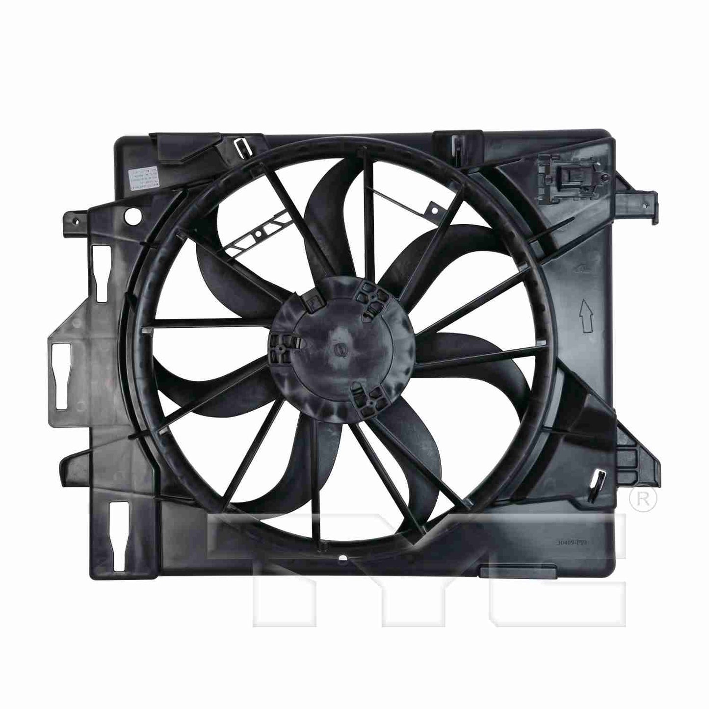 Front View of Dual Radiator and Condenser Fan Assembly TYC 621860