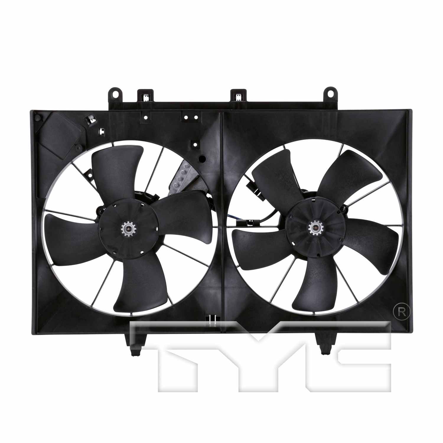 Front View of Dual Radiator and Condenser Fan Assembly TYC 621870