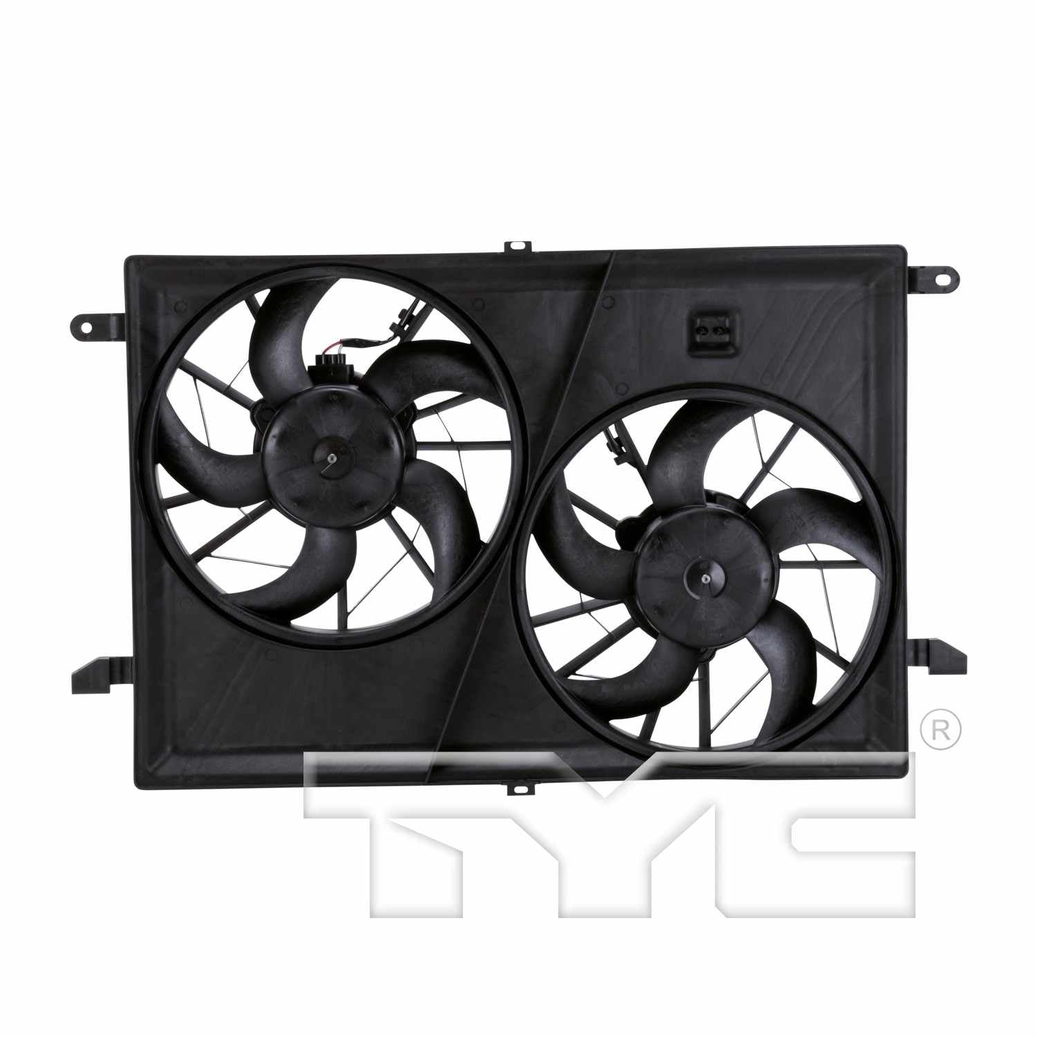 Front View of Dual Radiator and Condenser Fan Assembly TYC 621930