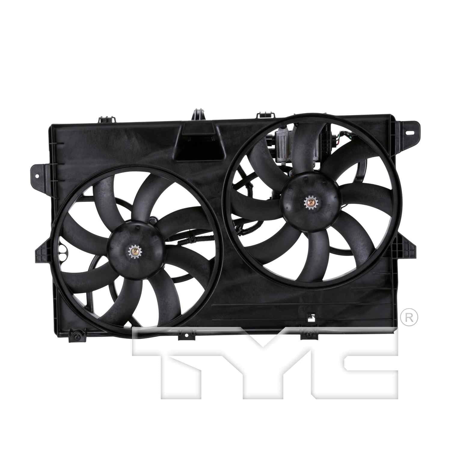 Front View of Dual Radiator and Condenser Fan Assembly TYC 622040