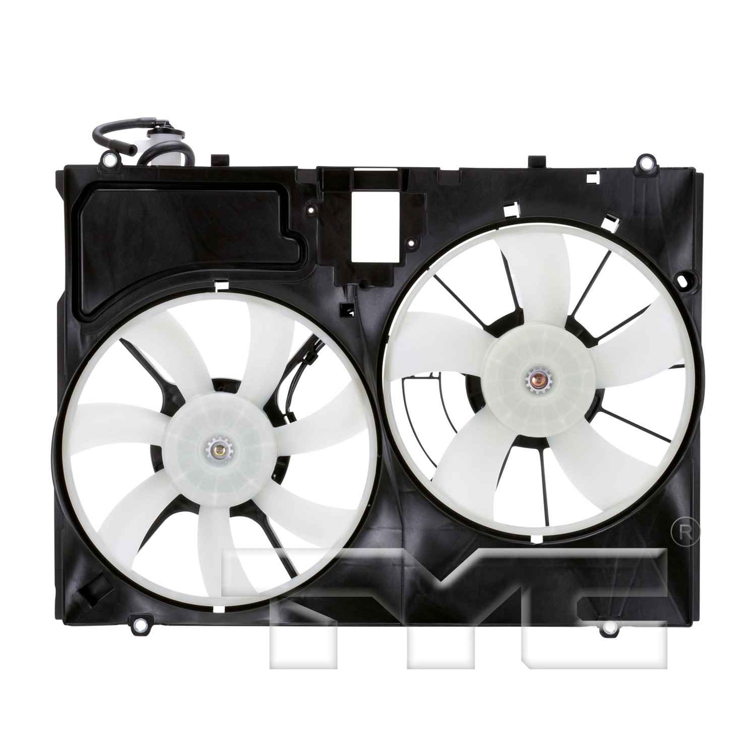 Front View of Dual Radiator and Condenser Fan Assembly TYC 622080