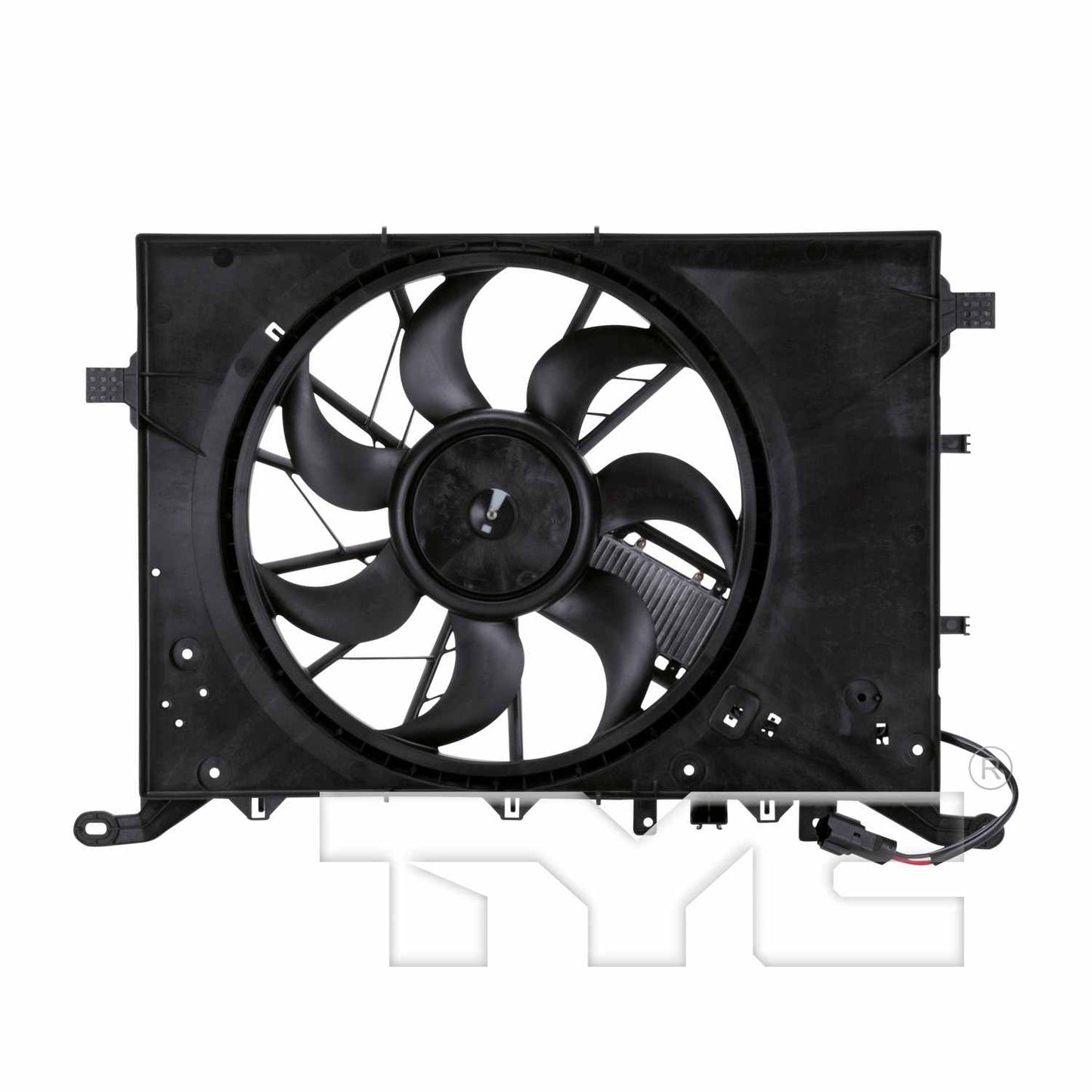 Front View of Dual Radiator and Condenser Fan Assembly TYC 622140