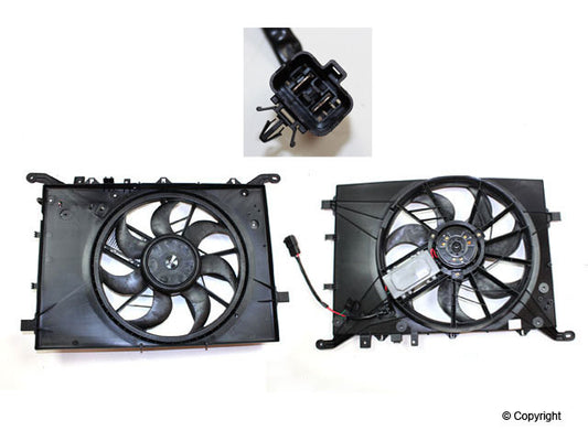 Top View of Dual Radiator and Condenser Fan Assembly TYC 622140