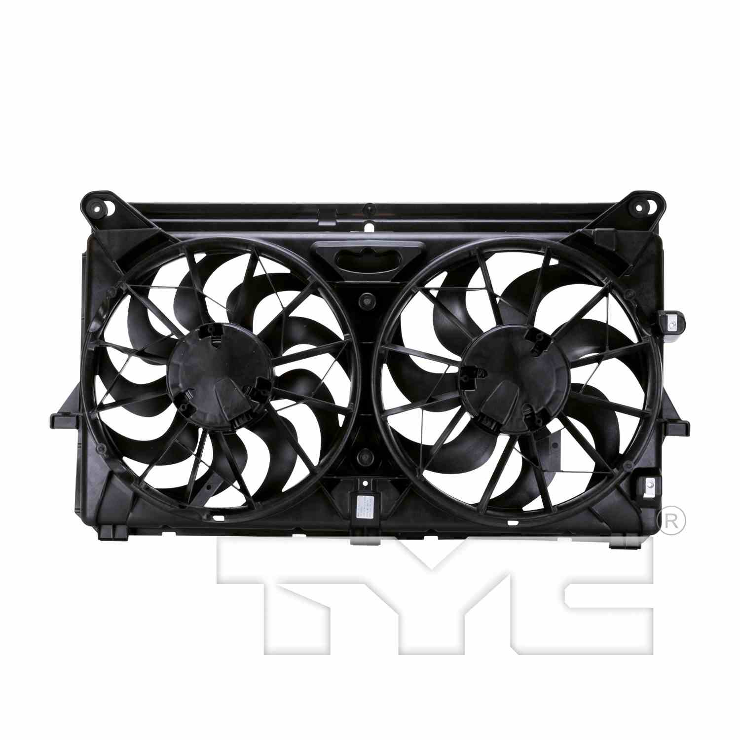 Back View of Dual Radiator and Condenser Fan Assembly TYC 622210