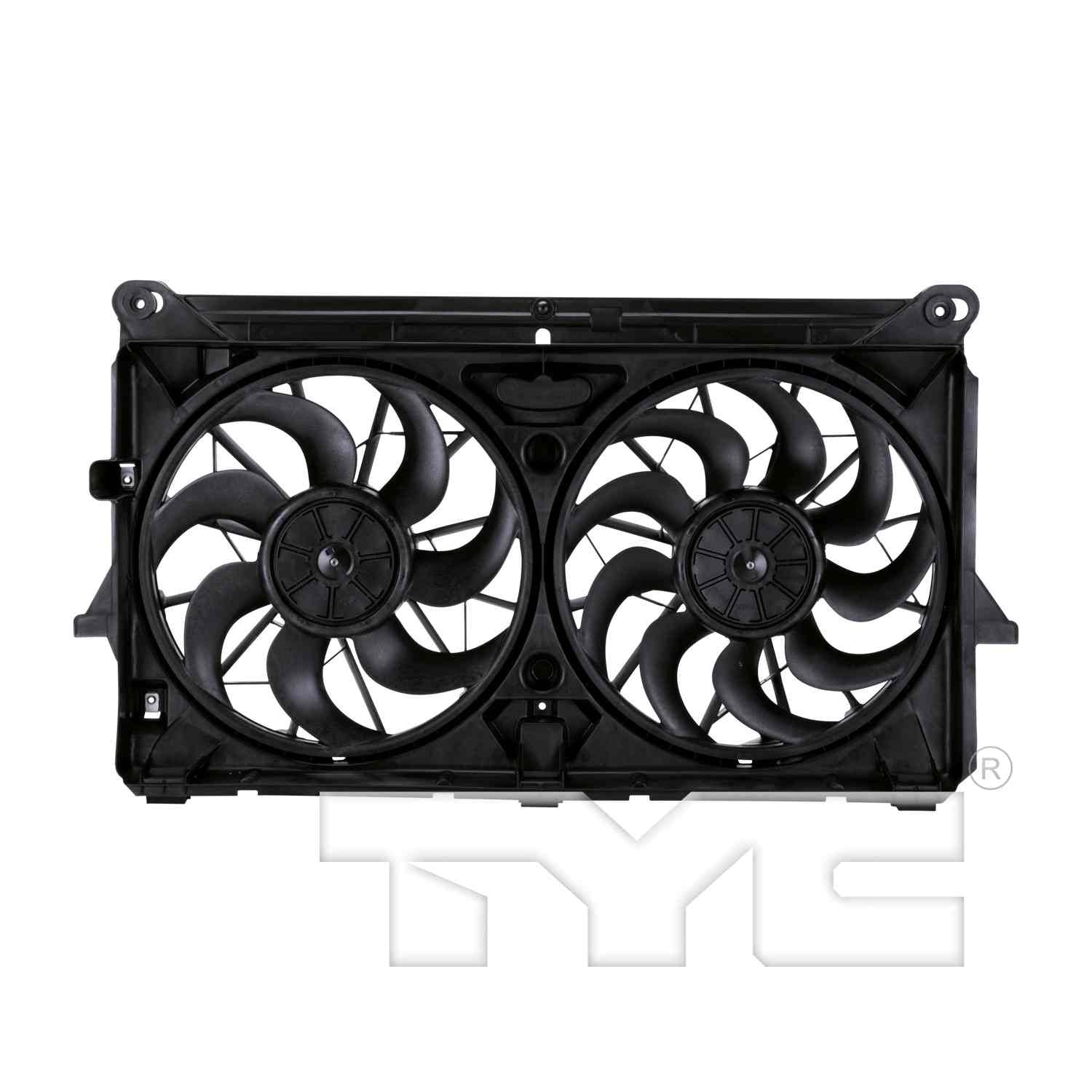 Front View of Dual Radiator and Condenser Fan Assembly TYC 622210