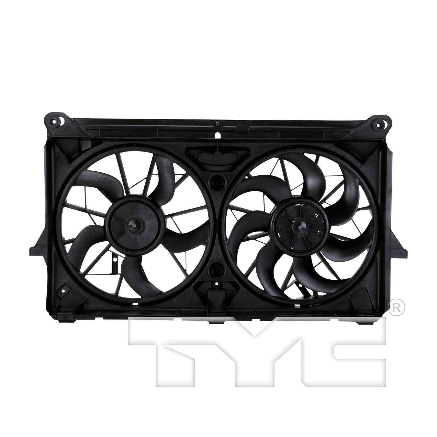 Front View of Dual Radiator and Condenser Fan Assembly TYC 622230