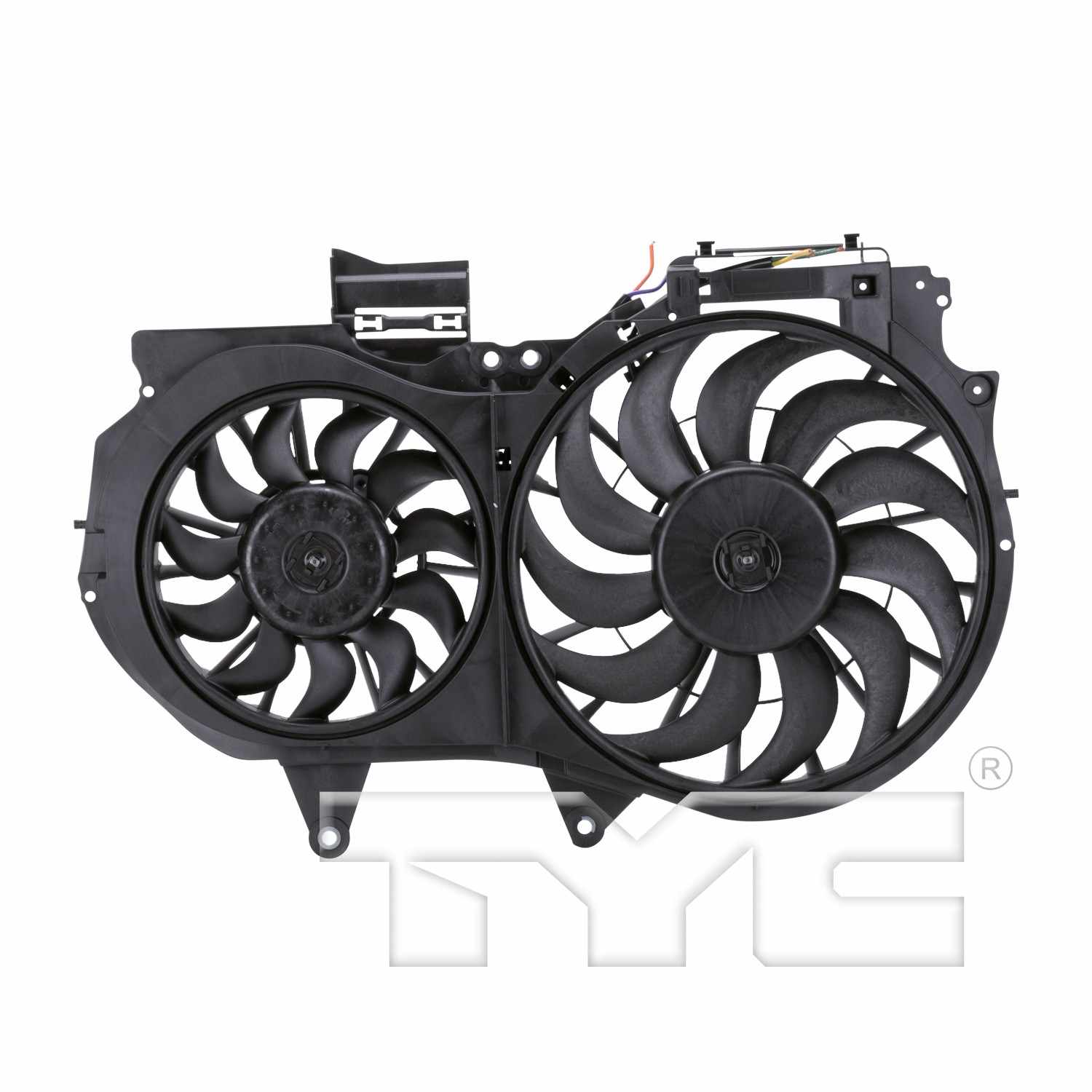 Front View of Dual Radiator and Condenser Fan Assembly TYC 622540