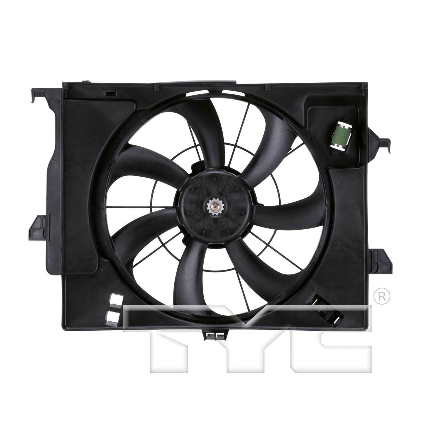 Front View of Dual Radiator and Condenser Fan Assembly TYC 622590