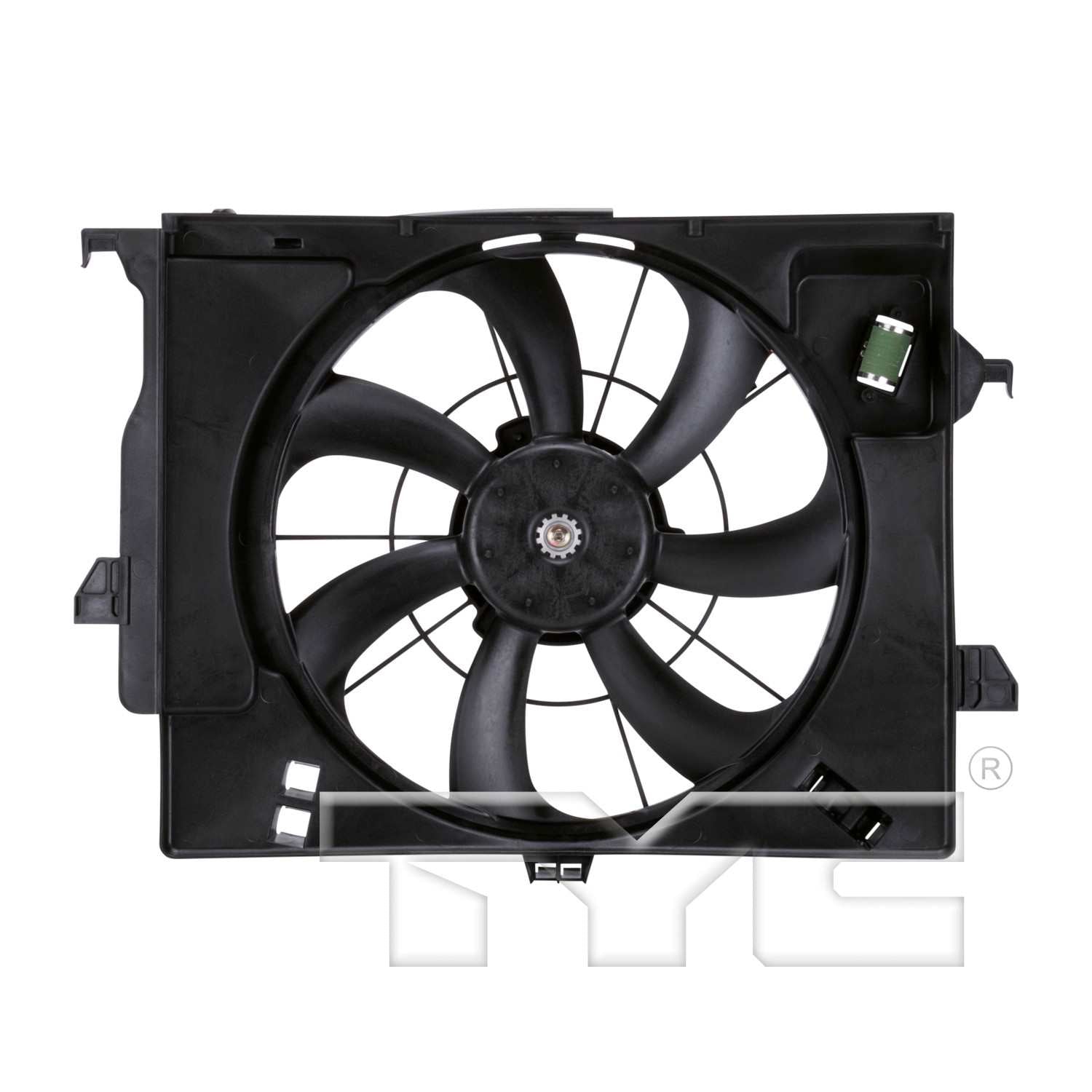 Front View of Dual Radiator and Condenser Fan Assembly TYC 622590