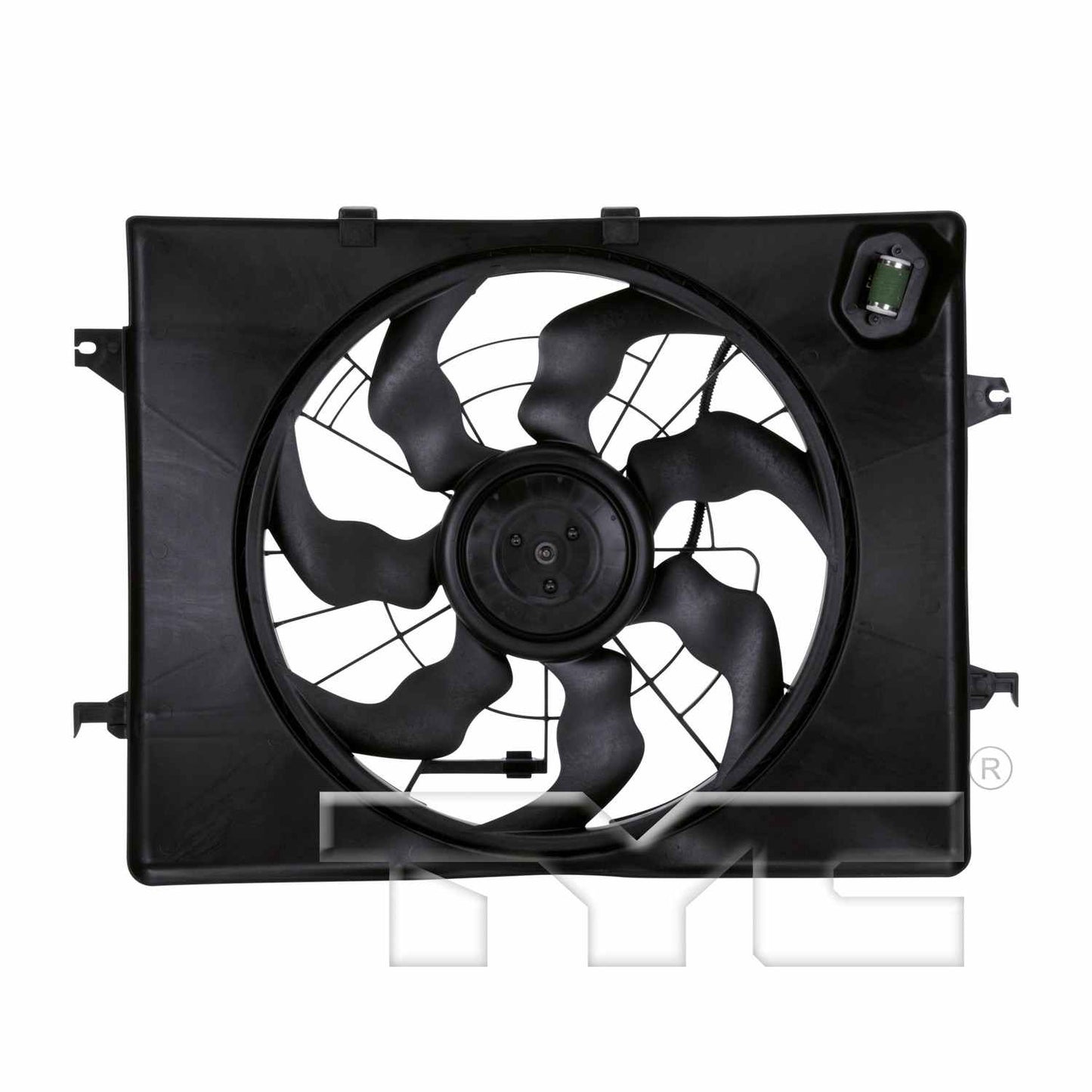 Front View of Dual Radiator and Condenser Fan Assembly TYC 622630