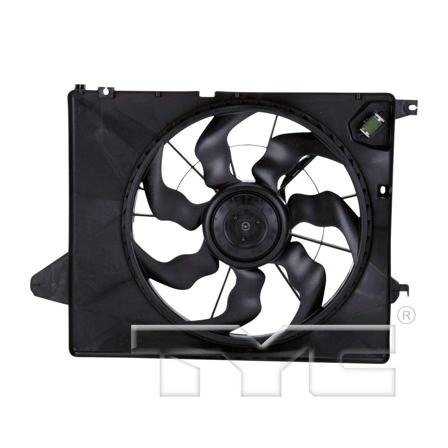 Front View of Dual Radiator and Condenser Fan Assembly TYC 622730