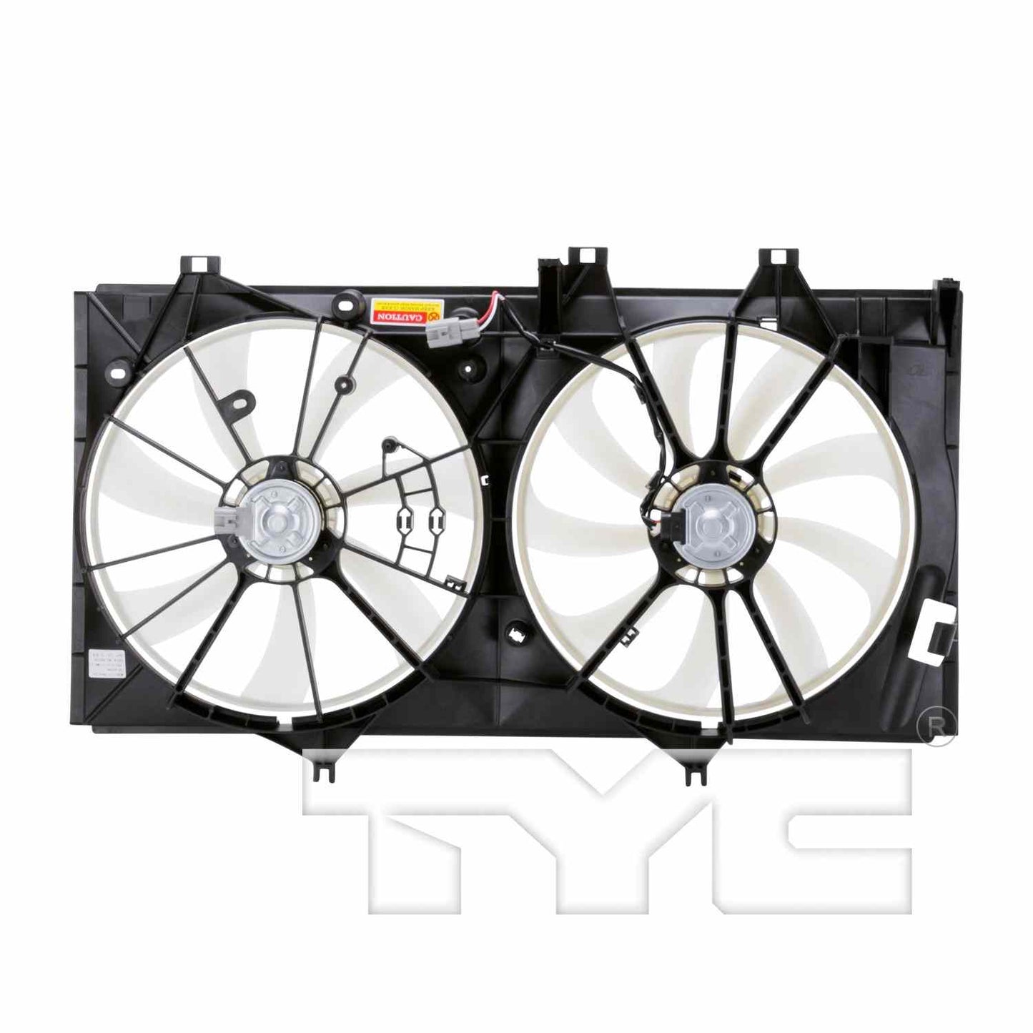 Back View of Dual Radiator and Condenser Fan Assembly TYC 622760