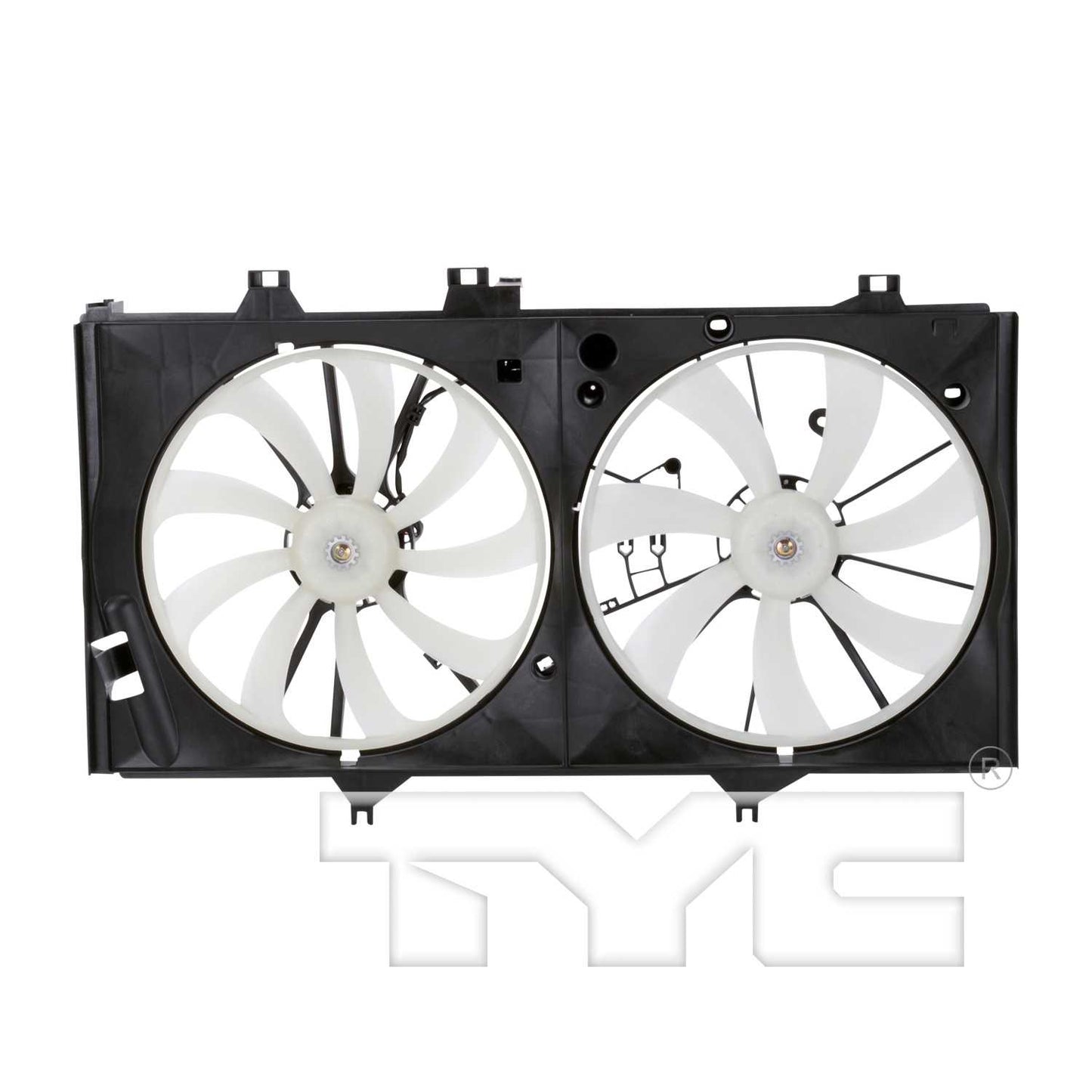 Front View of Dual Radiator and Condenser Fan Assembly TYC 622760