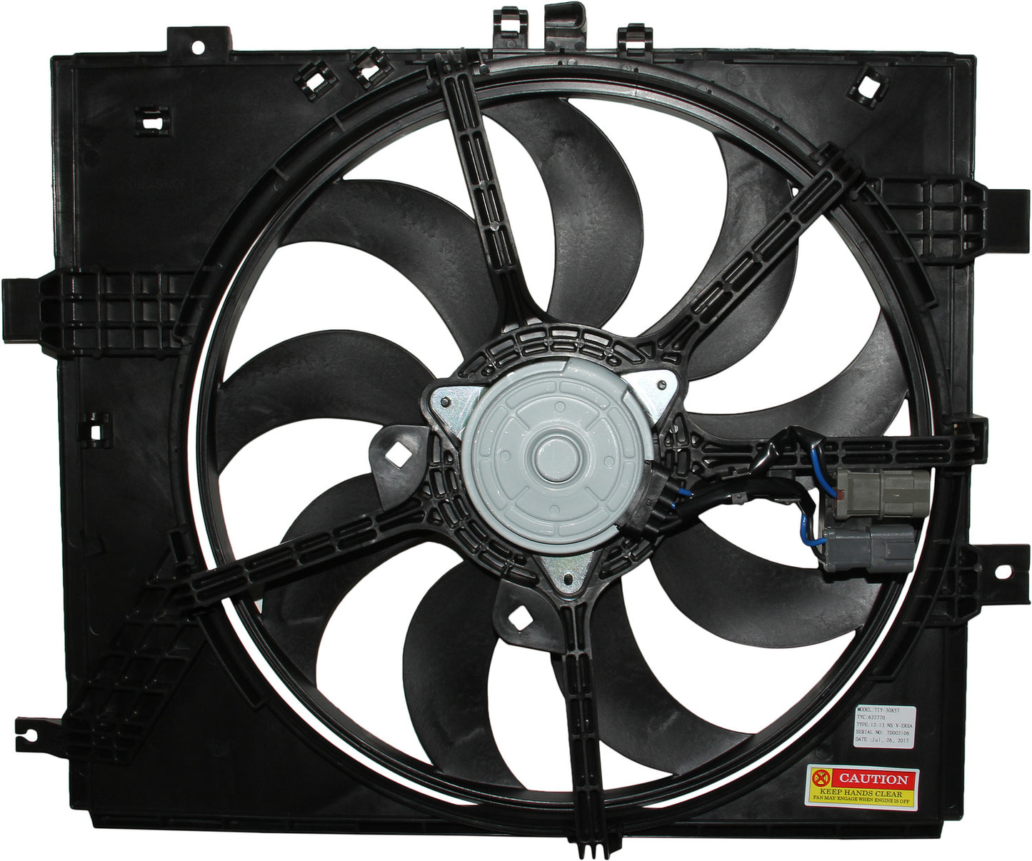 Bottom View of Dual Radiator and Condenser Fan Assembly TYC 622770