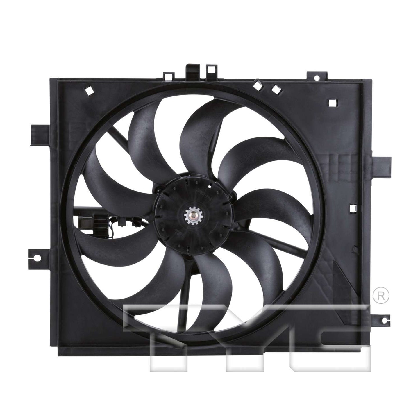 Front View of Dual Radiator and Condenser Fan Assembly TYC 622770