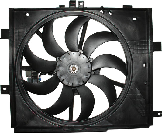 Top View of Dual Radiator and Condenser Fan Assembly TYC 622770