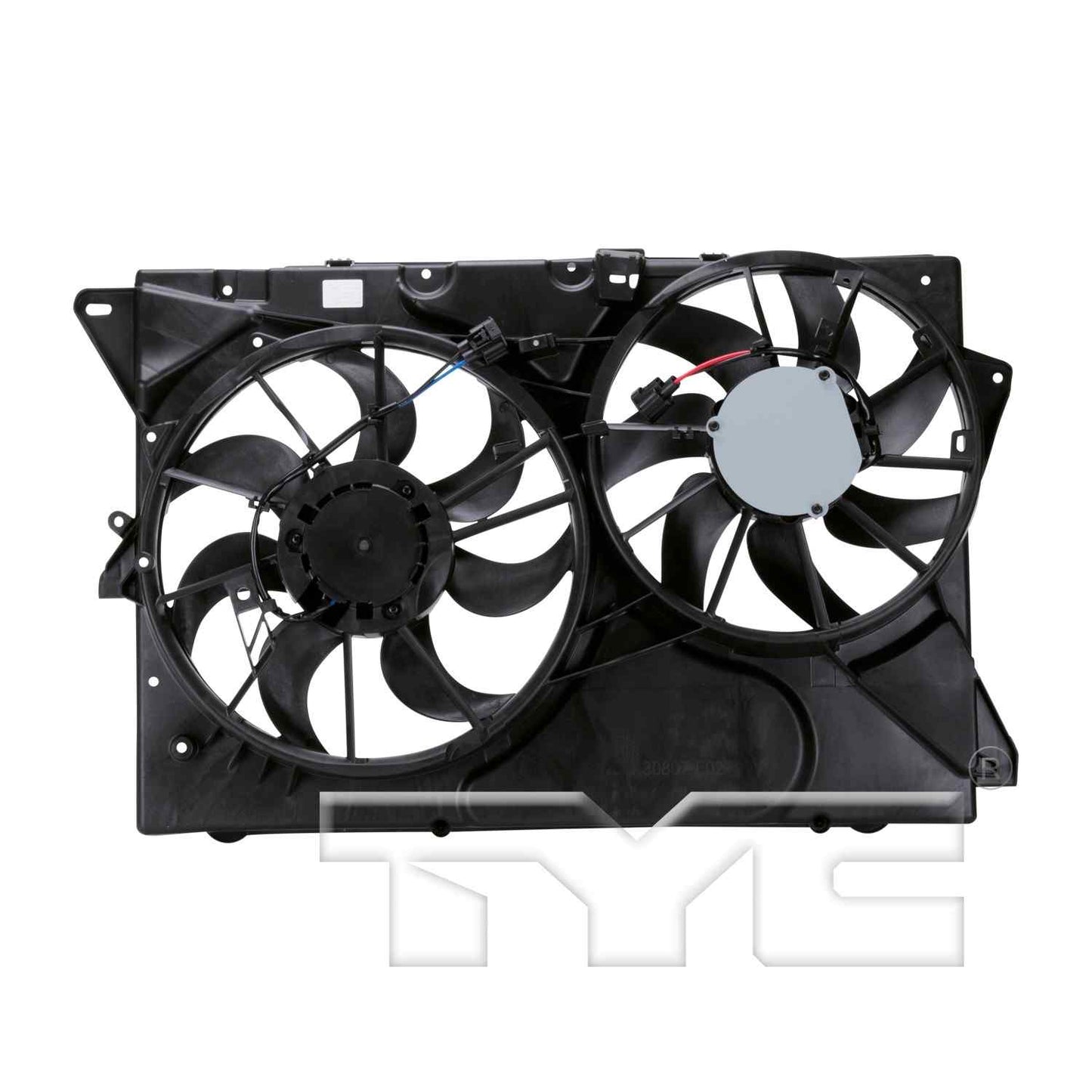 Back View of Dual Radiator and Condenser Fan Assembly TYC 622780