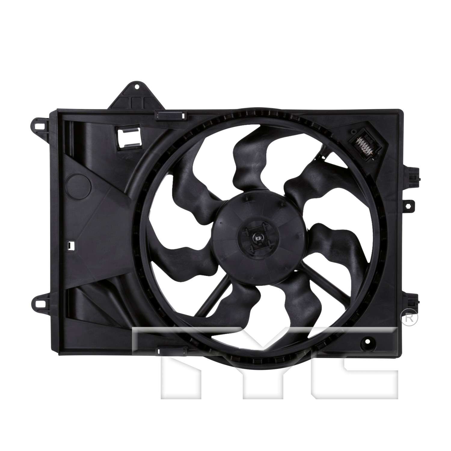 Front View of Dual Radiator and Condenser Fan Assembly TYC 622840