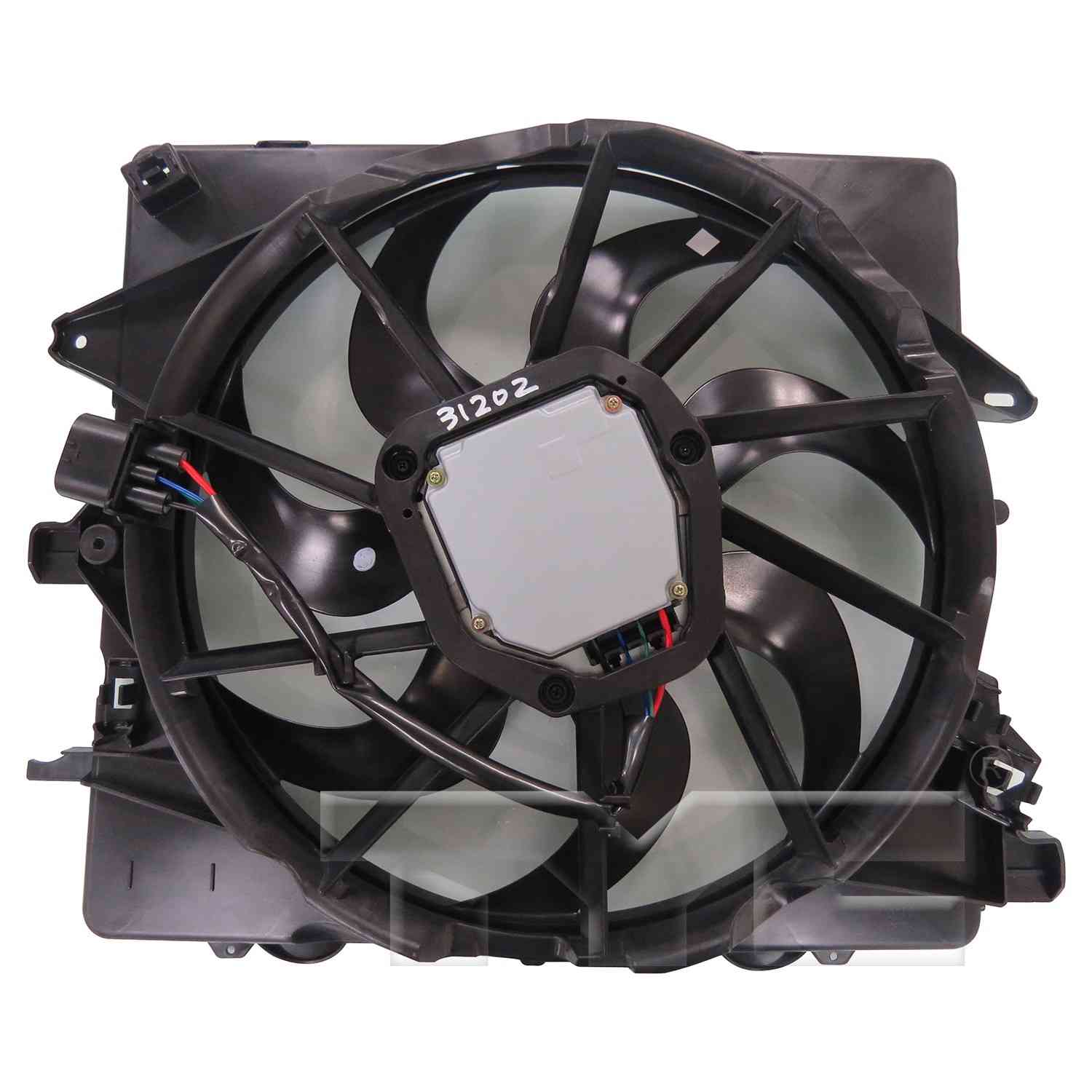 Back View of Dual Radiator and Condenser Fan Assembly TYC 622930