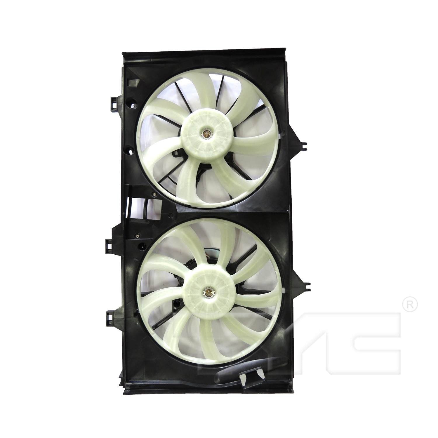 Front View of Dual Radiator and Condenser Fan Assembly TYC 623200