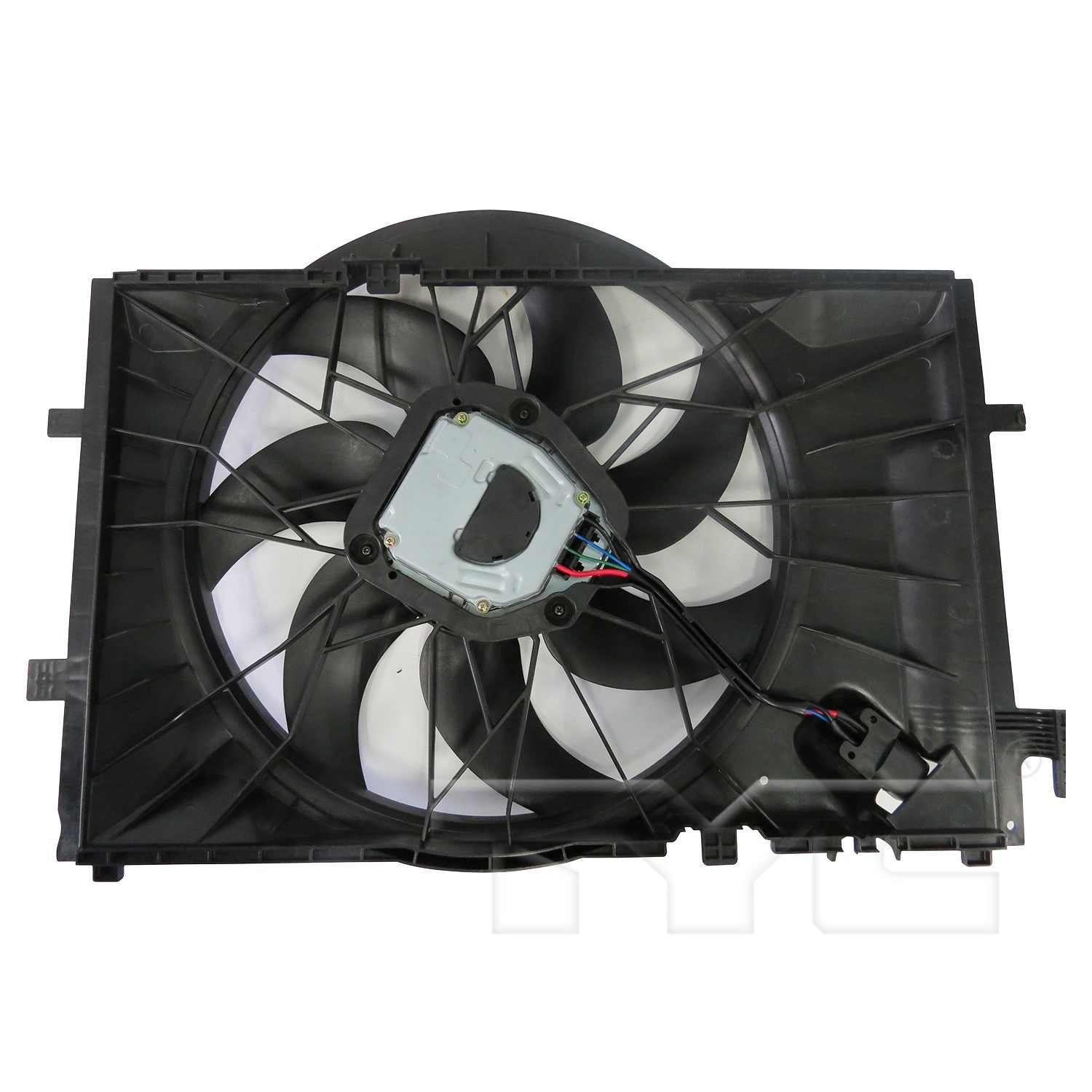 Back View of Dual Radiator and Condenser Fan Assembly TYC 623280