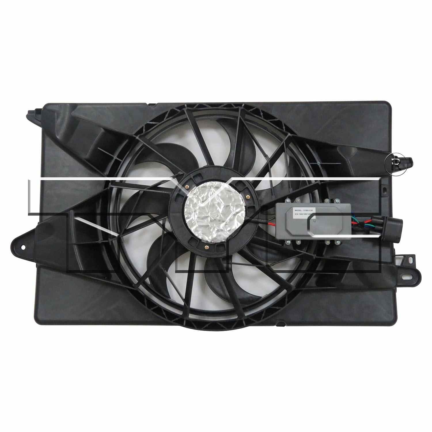 Back View of Dual Radiator and Condenser Fan Assembly TYC 623340