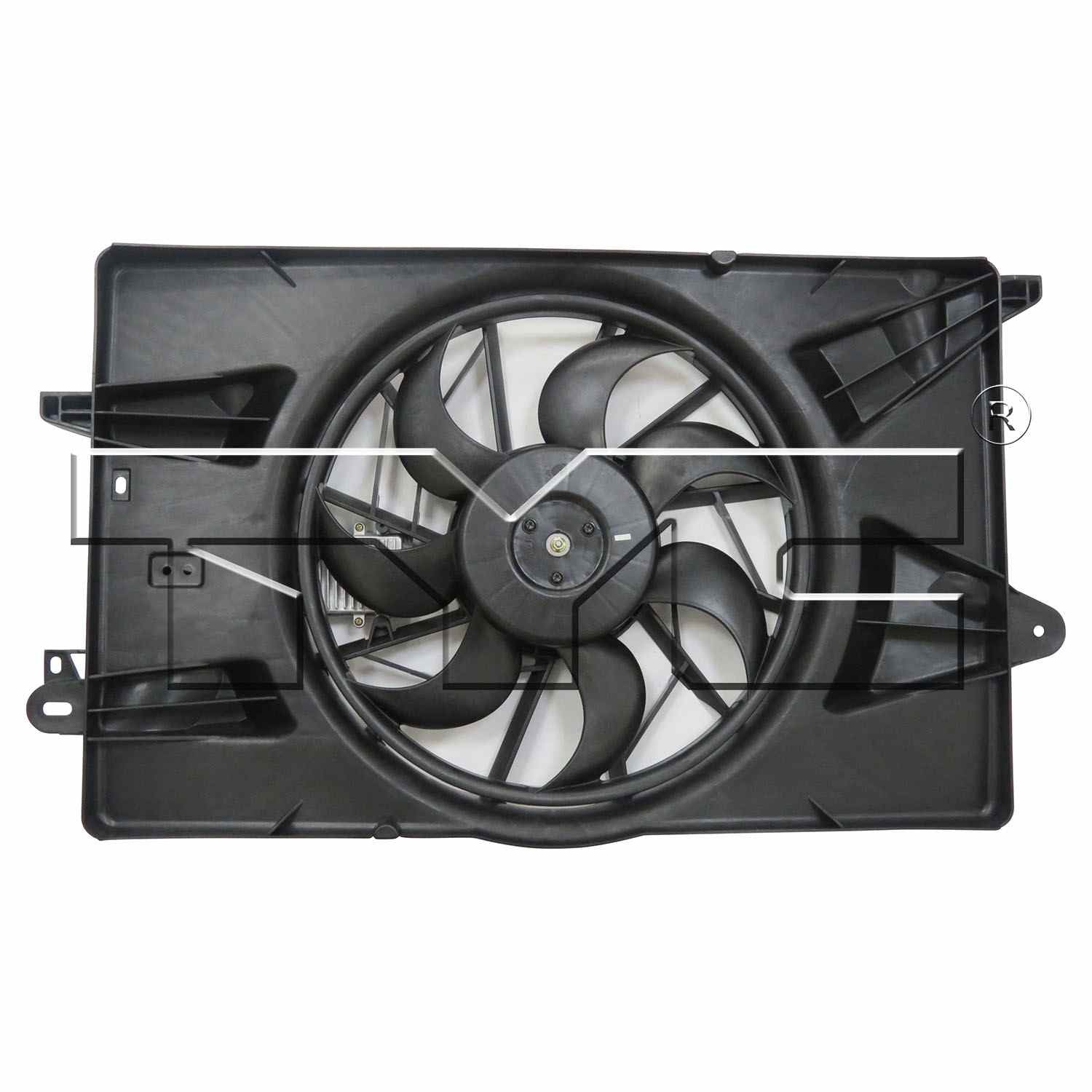 Front View of Dual Radiator and Condenser Fan Assembly TYC 623340