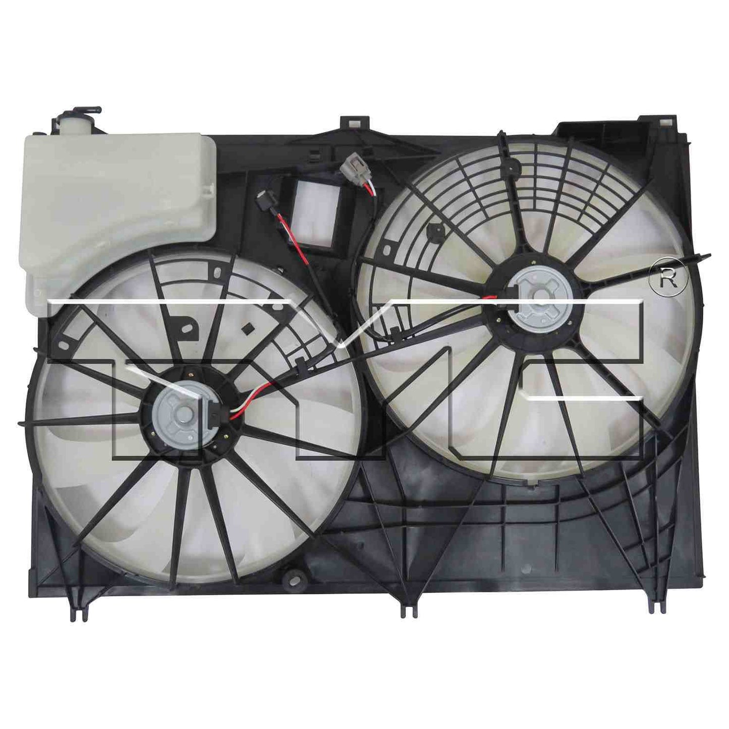 Back View of Dual Radiator and Condenser Fan Assembly TYC 623380