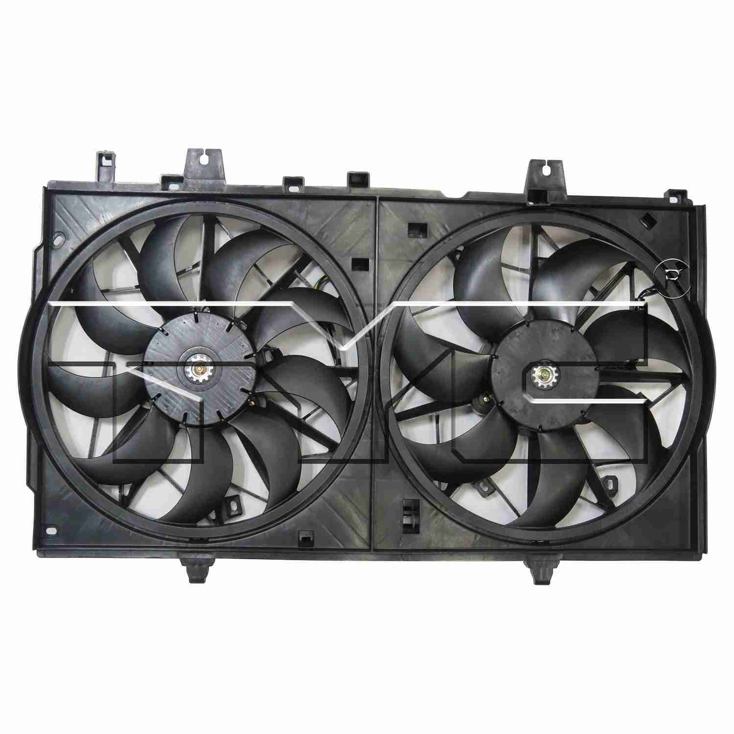 Front View of Dual Radiator and Condenser Fan Assembly TYC 623400