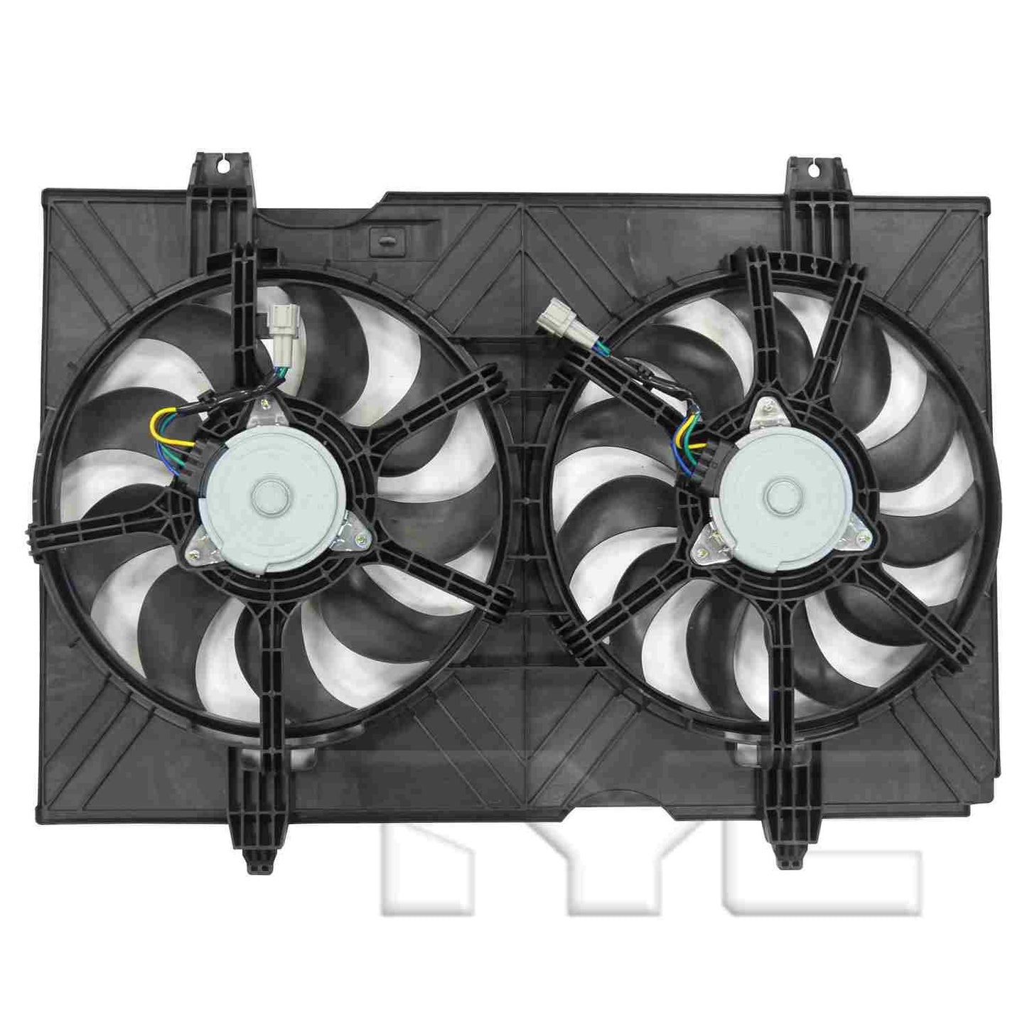 Back View of Dual Radiator and Condenser Fan Assembly TYC 623490