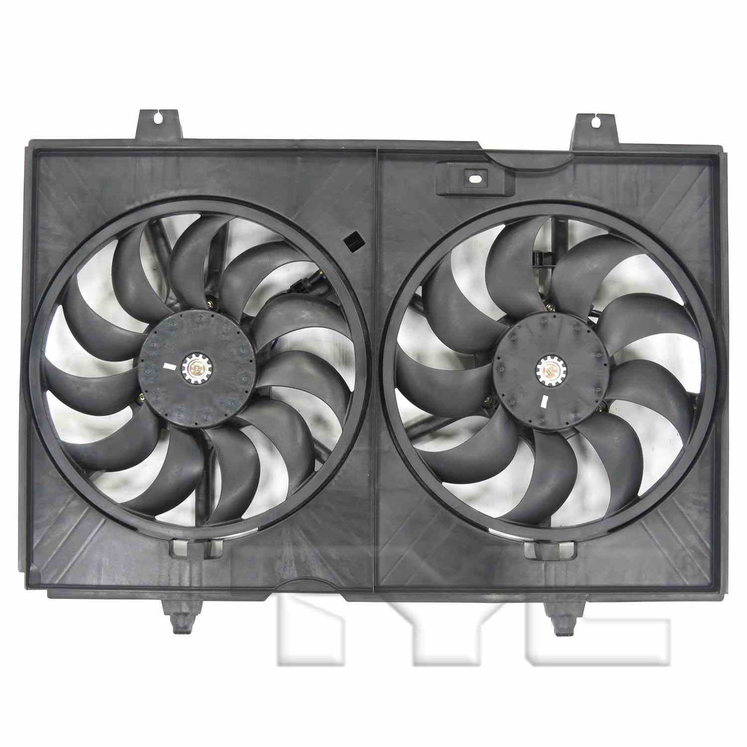 Front View of Dual Radiator and Condenser Fan Assembly TYC 623490