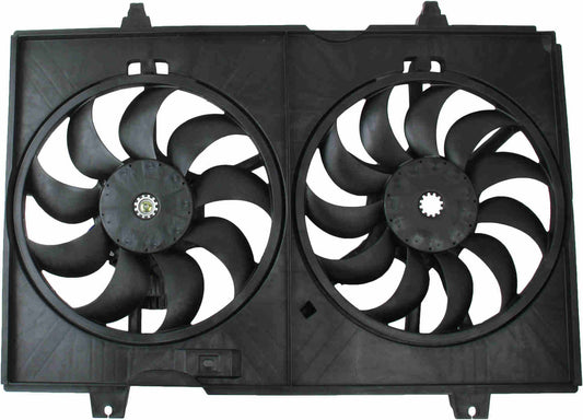 Top View of Dual Radiator and Condenser Fan Assembly TYC 623490