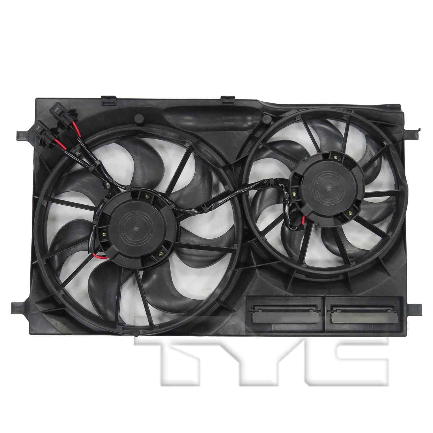 Back View of Dual Radiator and Condenser Fan Assembly TYC 623540