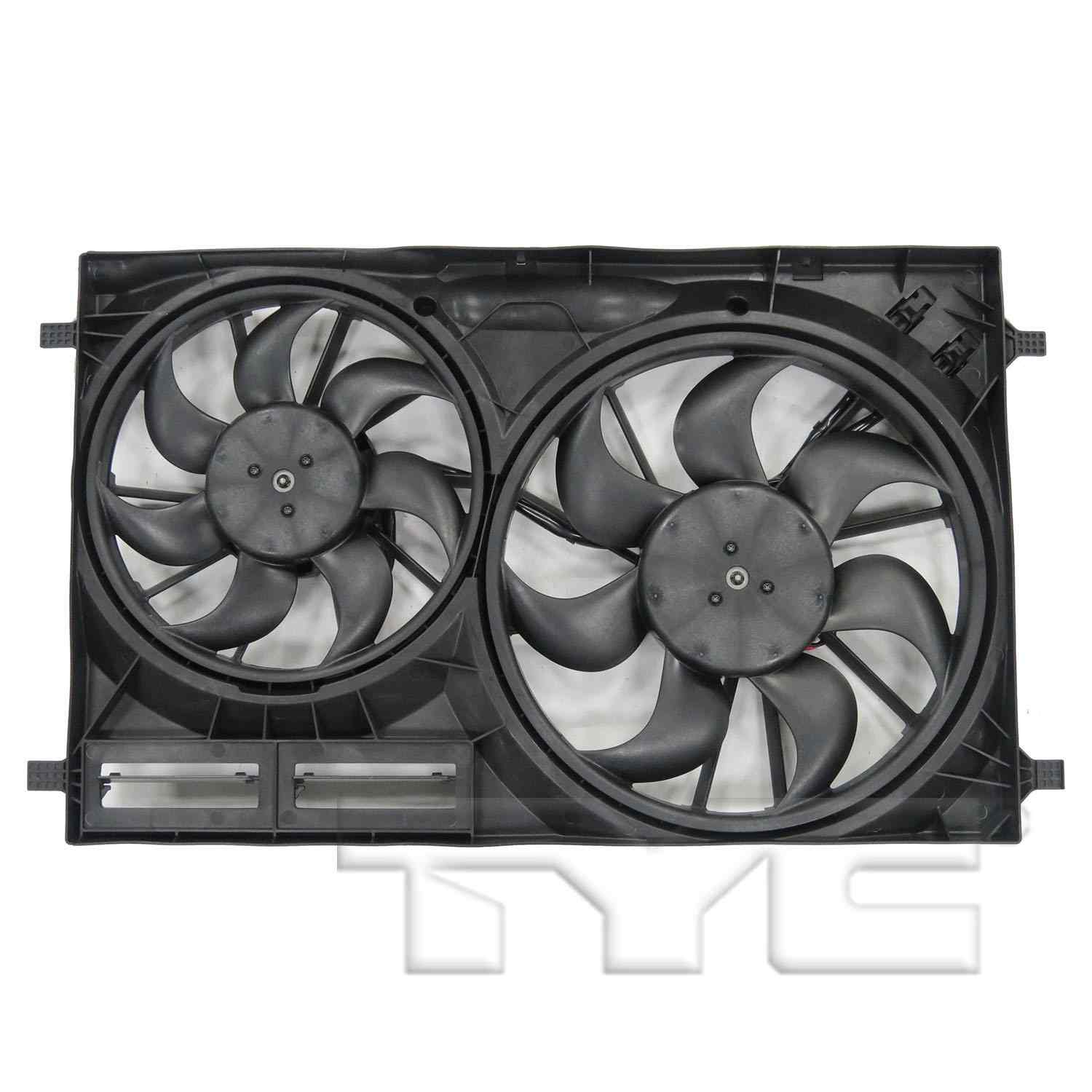 Front View of Dual Radiator and Condenser Fan Assembly TYC 623540