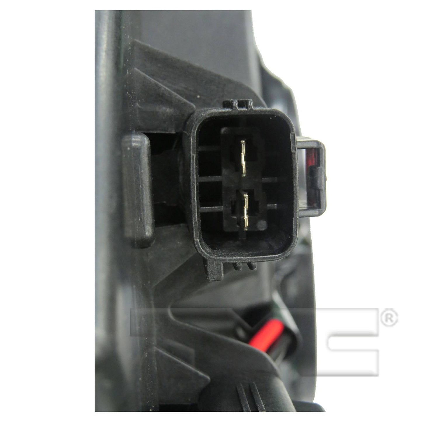 Side View of Dual Radiator and Condenser Fan Assembly TYC 623540