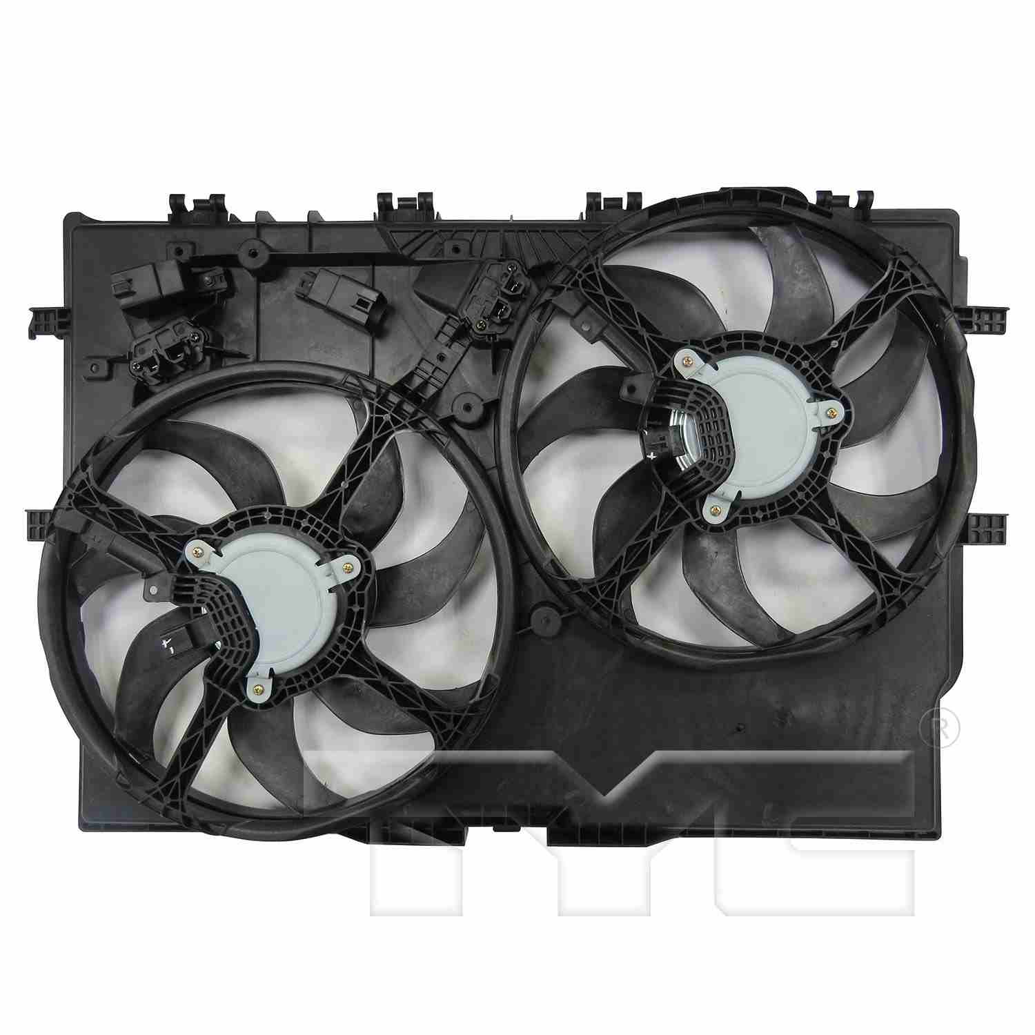 Back View of Dual Radiator and Condenser Fan Assembly TYC 623730