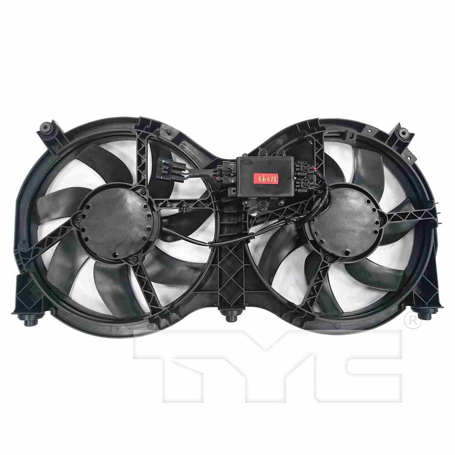 Back View of Dual Radiator and Condenser Fan Assembly TYC 623760