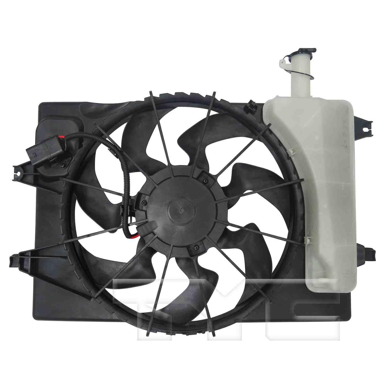 Back View of Dual Radiator and Condenser Fan Assembly TYC 623820