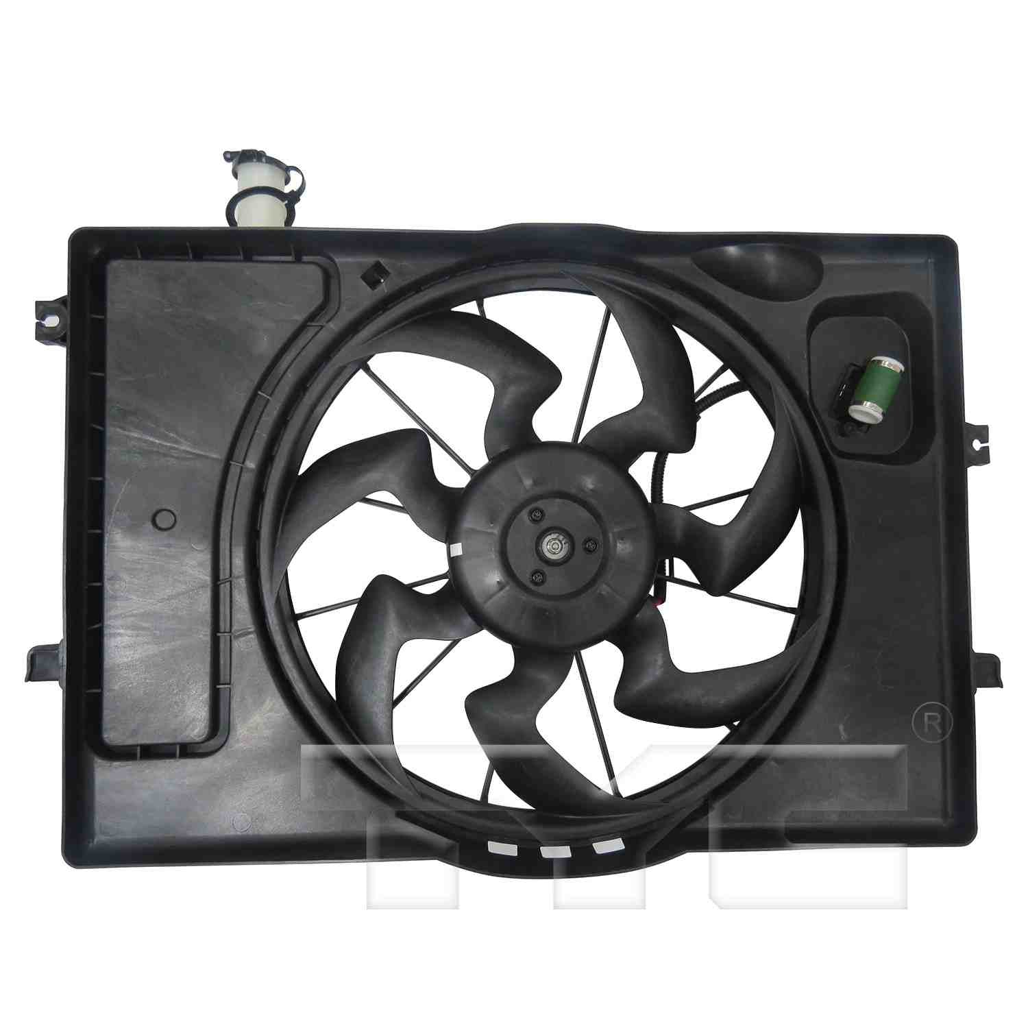 Front View of Dual Radiator and Condenser Fan Assembly TYC 623820